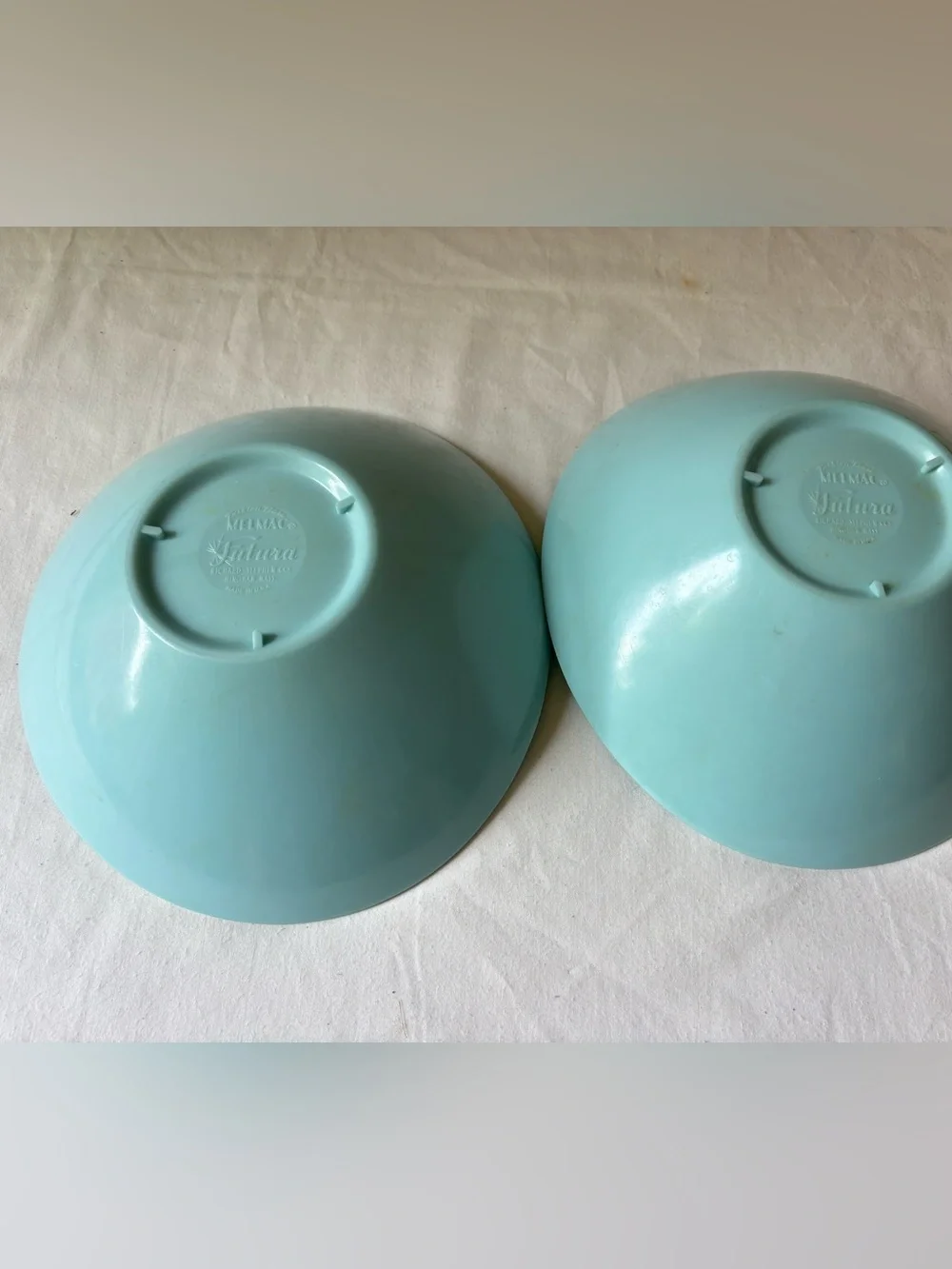 Set of 2 vintage Futura Melmac blue bowls